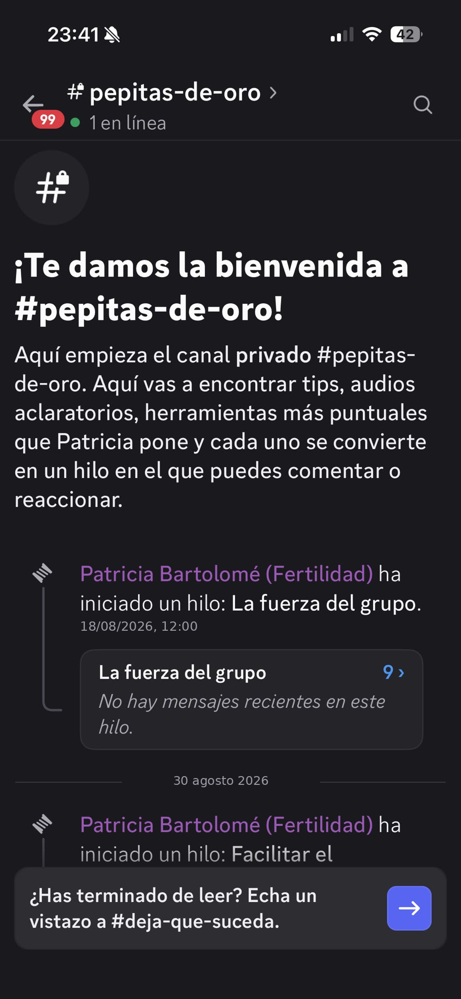 Canal Pepitas de oro de la Comunidad Club Matriz